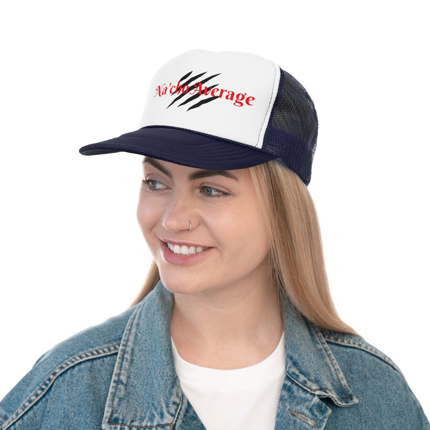 Stylish Na'cho Average Brand Trucker Cap with Dripping Crown Design