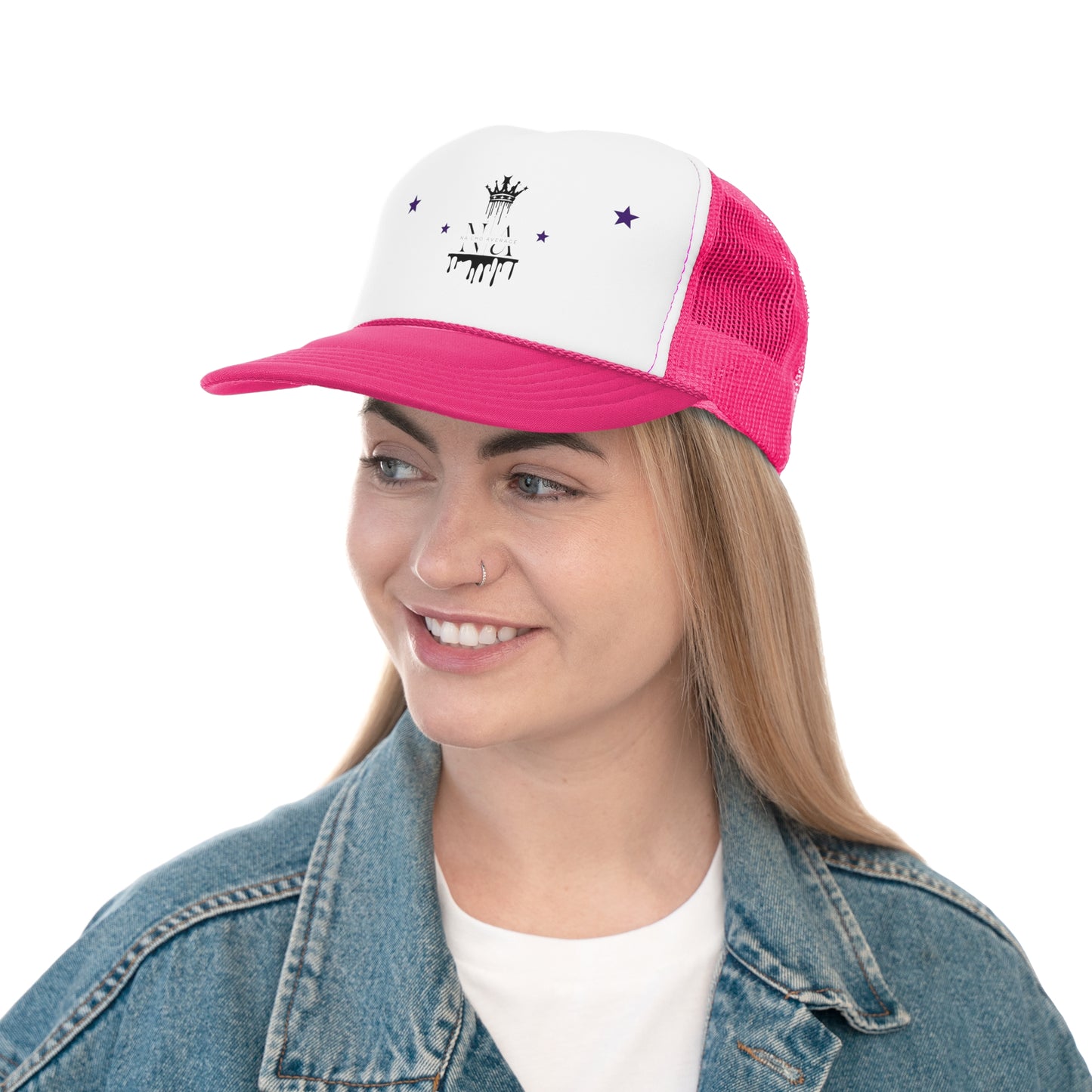 Stylish Na'cho Average Brand Trucker Cap with Dripping Crown Design