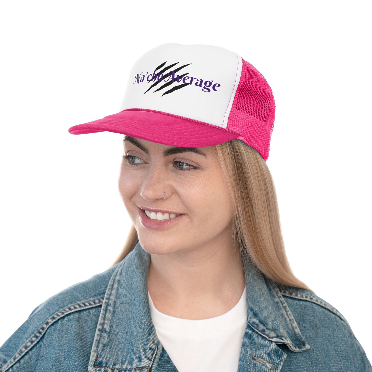 Stylish Na'cho Average Brand Trucker Cap with Dripping Crown Design