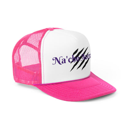 Stylish Na'cho Average Brand Trucker Cap with Dripping Crown Design